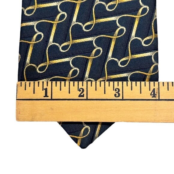 Piattelli Silk Necktie Tie 4 Inches Mens Classic Geometric Blue Gold Office USA - Picture 3 of 12